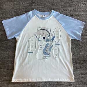 Tenshi Kawaii Jirai Kei Ryousangata T-Shirt Blue and White Japanese Kawaii Cute